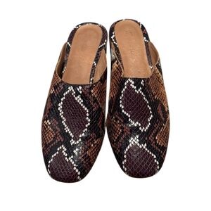 Madewell Alicia Snake Embossed Leather Mules Size 8.5